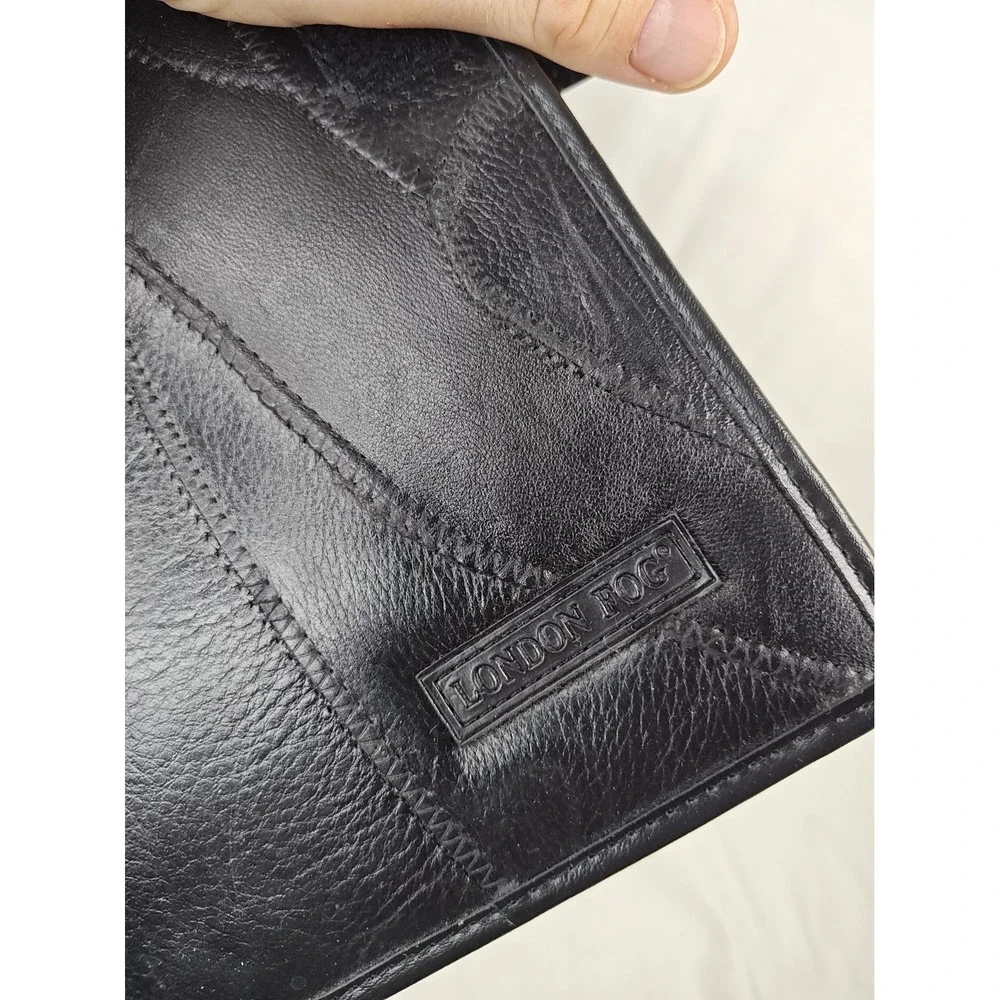 Vintage London Fog Black Leather Patchwork Portfolio Padfolio Organizer Case